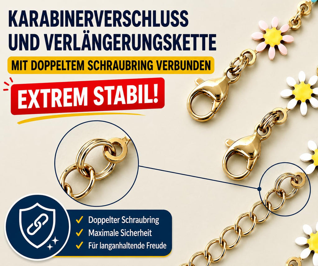 Fußkette aus Edelstahl, Gänseblümchen-Charms, Boho-Stil, Mehrfarbig, Wasserfest