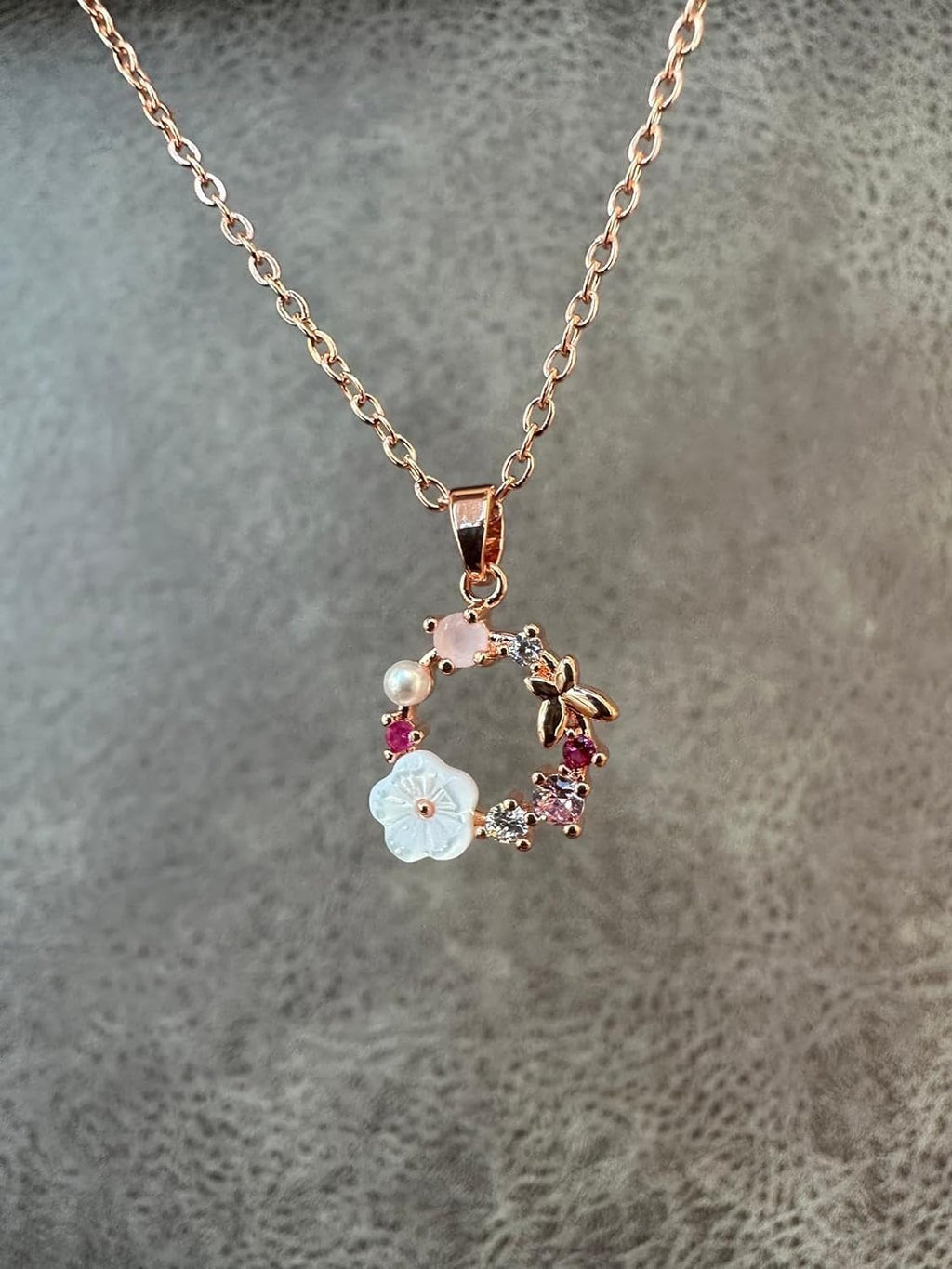 Schmuckset Rosegold mit Kirschblüte und Schmetterling Elegant für Mädchen glänzend - Rosegold vergoldet