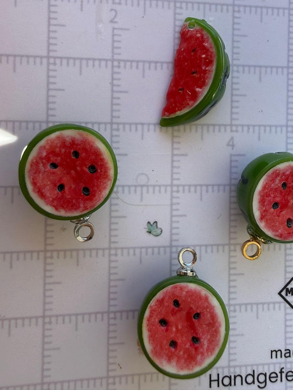 Creolen mit Wassermelone Anhänger, 316L Edelstahl & Harz, Hypoallergen, Nickelfrei, 10mm Creolen, 14-15mm Anhänger