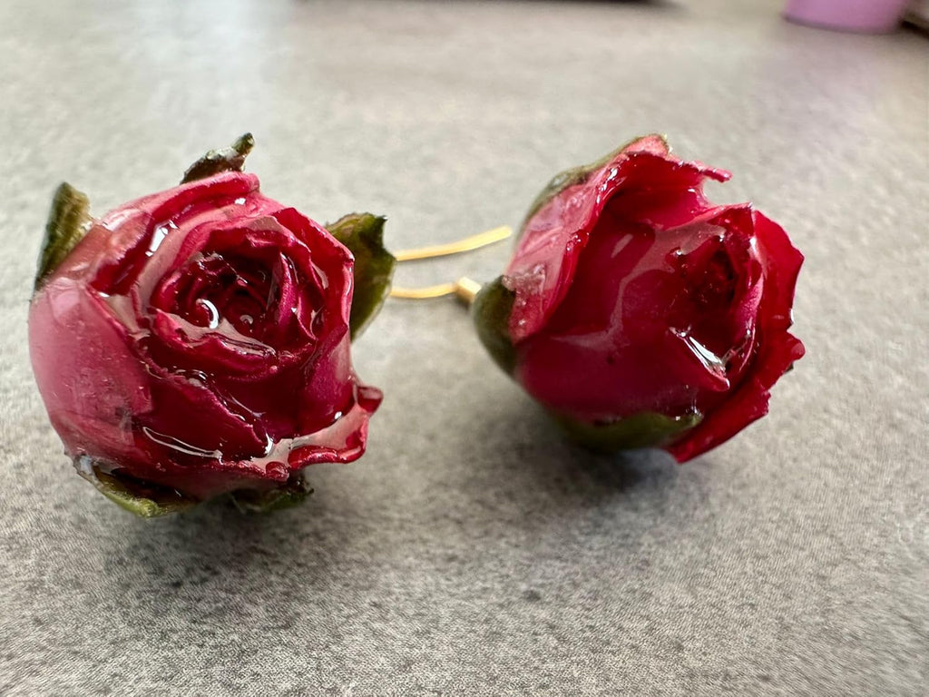 Mädelswelt Handgemachte Echte Blumen Ohrringe aus Echten Rosen