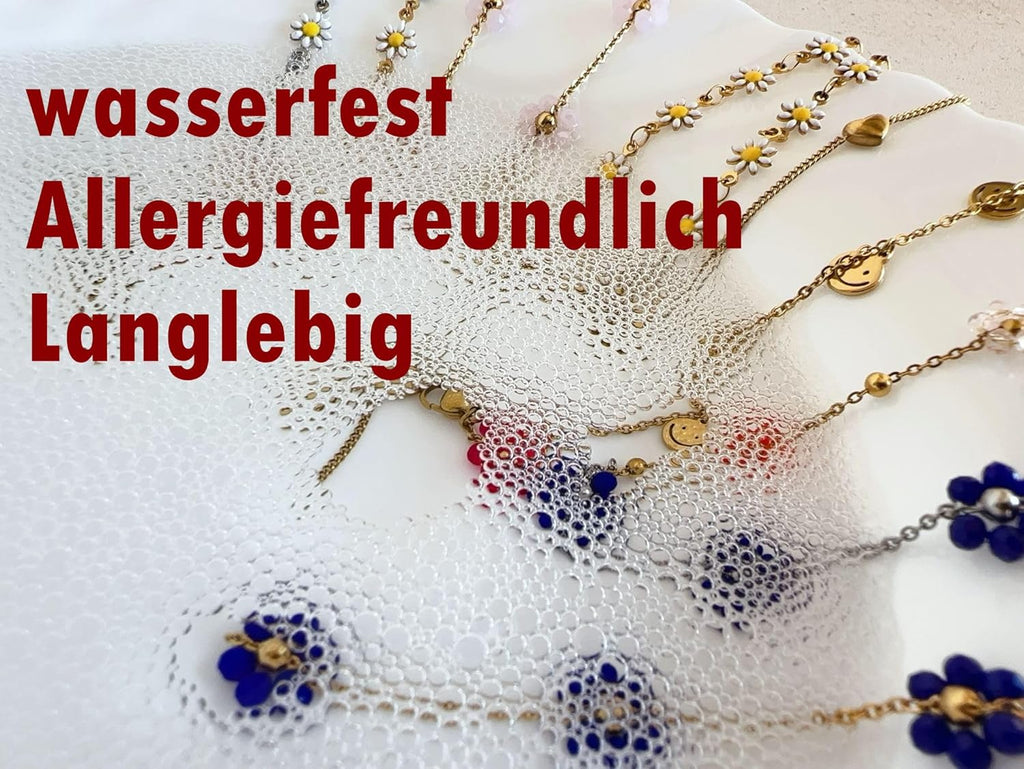Mädelswelt Gänseblümchen Damen Mädchen Armband 18k Gold vergoldet aus Edelstahl Wasserfest Länge 16cm+5cm