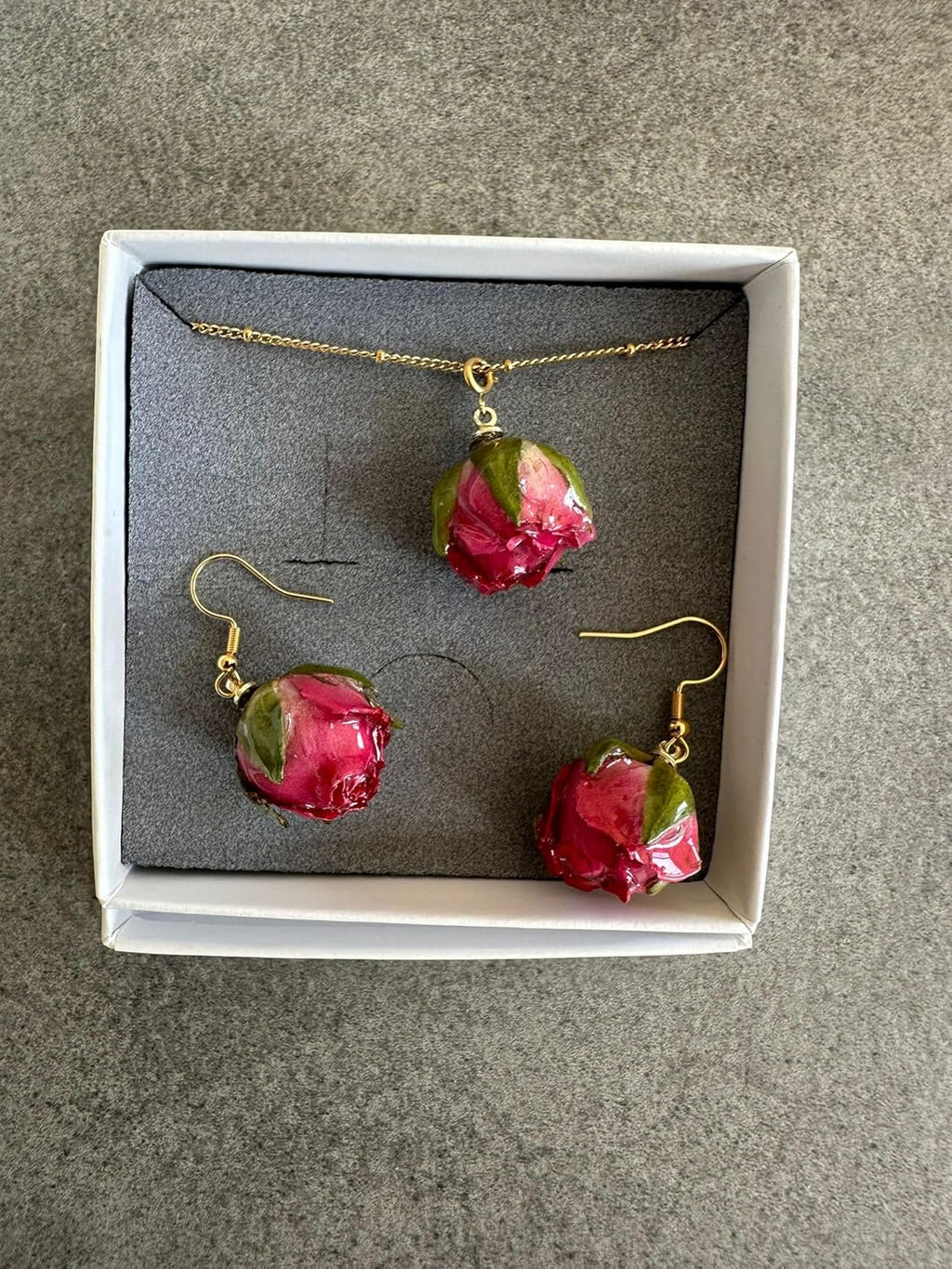 Mädelswelt Handgemachte Echte Blumen Ohrringe aus Echten Rosen