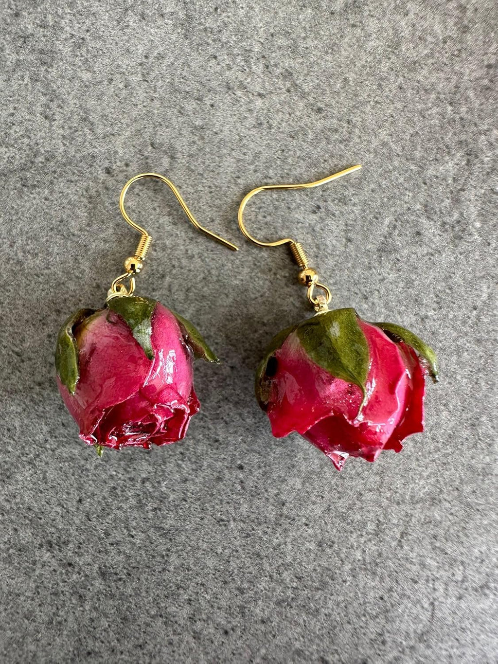 Mädelswelt Handgemachte Echte Blumen Ohrringe aus Echten Rosen