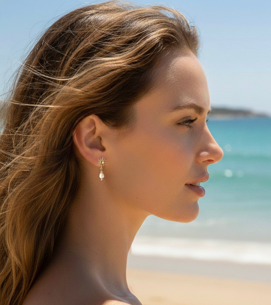 Sonnenschein Perlen Ohrringe