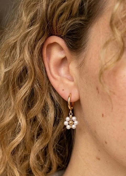 Süßwasserperlen Blume Creolen