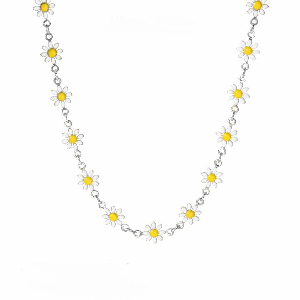 Mädelswelt Gänseblümchen Kette Choker Kette aus Edelstahl 316L kurze Halskette
