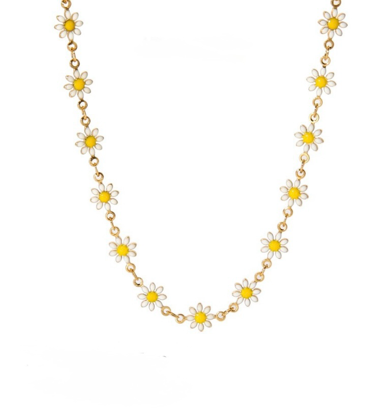 Mädelswelt Gänseblümchen Kette Choker Kette aus Edelstahl 316L kurze Halskette