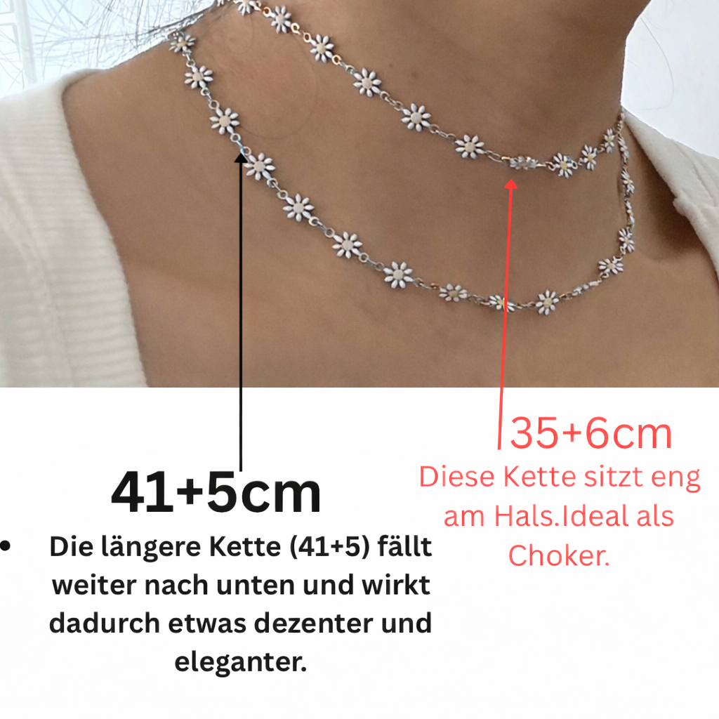 Mädelswelt Gänseblümchen Kette Choker Kette aus Edelstahl 316L kurze Halskette