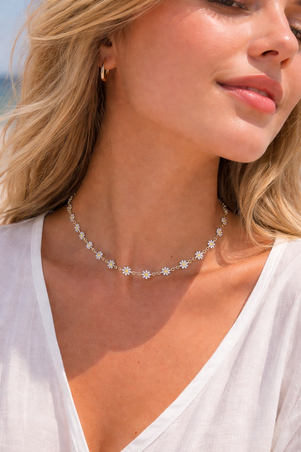 Mädelswelt Gänseblümchen Kette Choker Kette aus Edelstahl 316L kurze Halskette